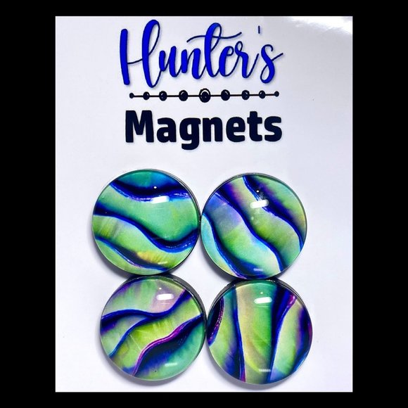 Set of 4 Magnets - Holo Lime Glass Refrigerator Kitchen Whiteboard - Picture 1 of 3